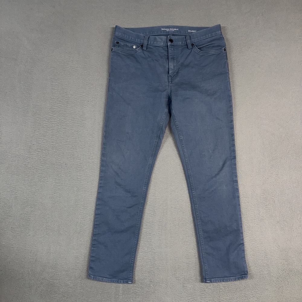 Banana Republic Traveler Jeans Mens 32x30 (Fits 32x27) Shadow Blue Slim Fit